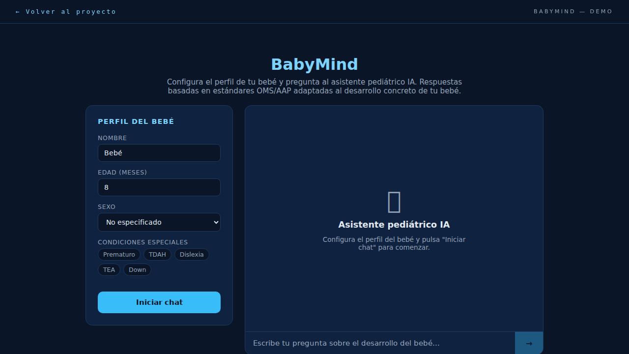 Captura real de BabyMind en funcionamiento