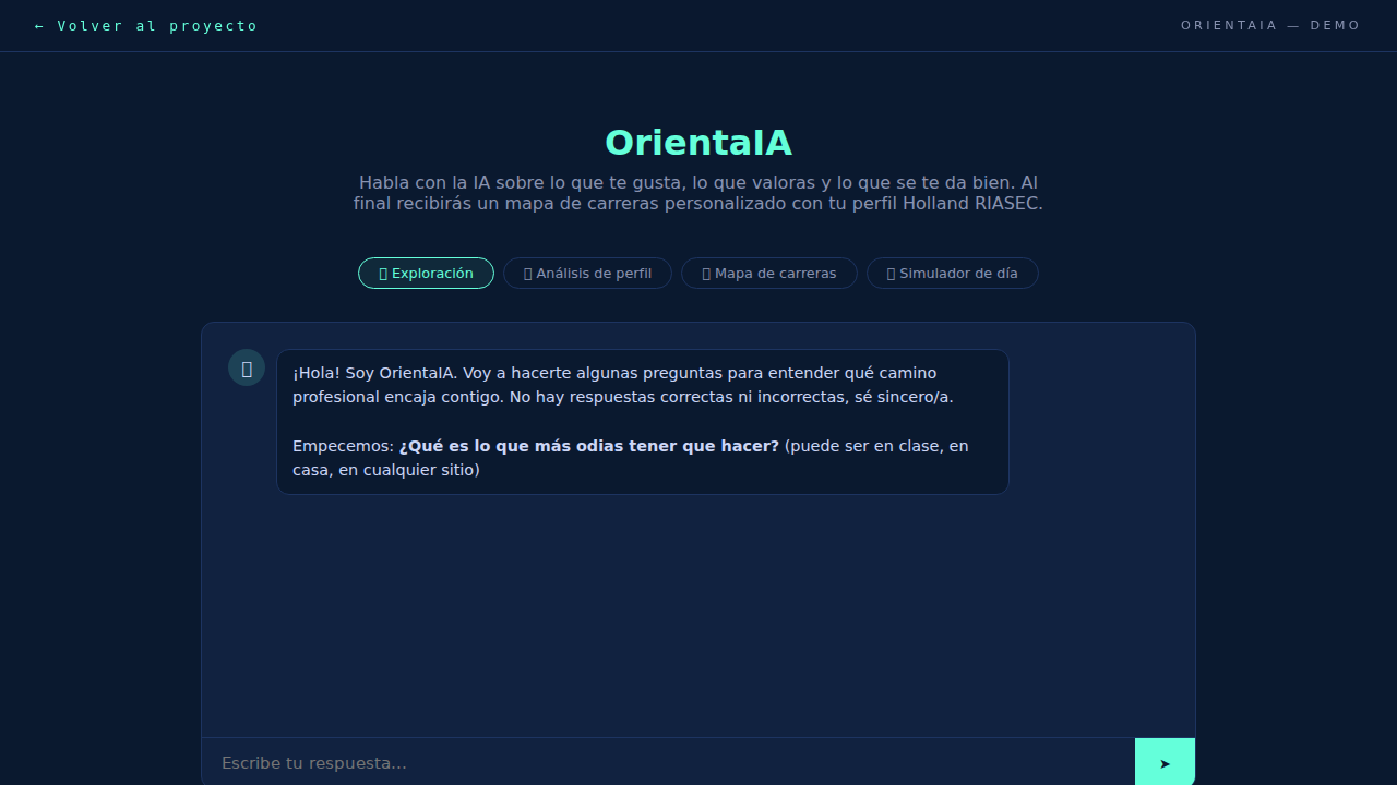 Captura real de OrientaIA en funcionamiento