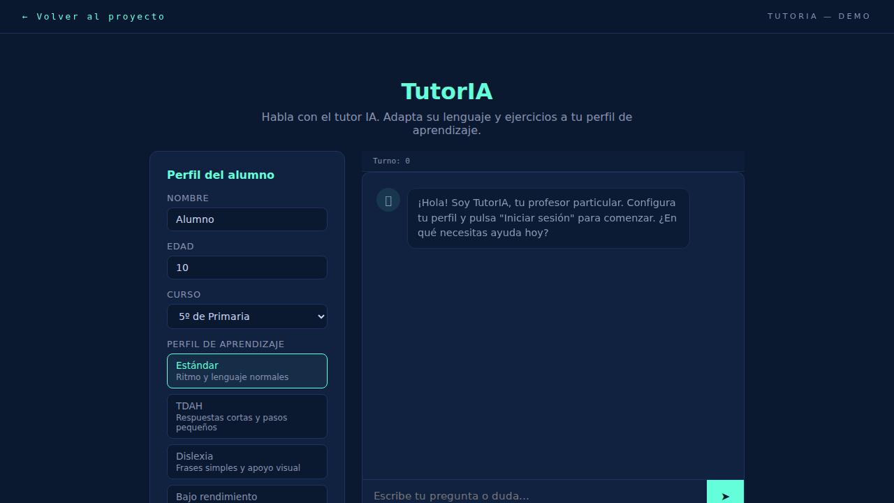Captura real de TutorIA en funcionamiento